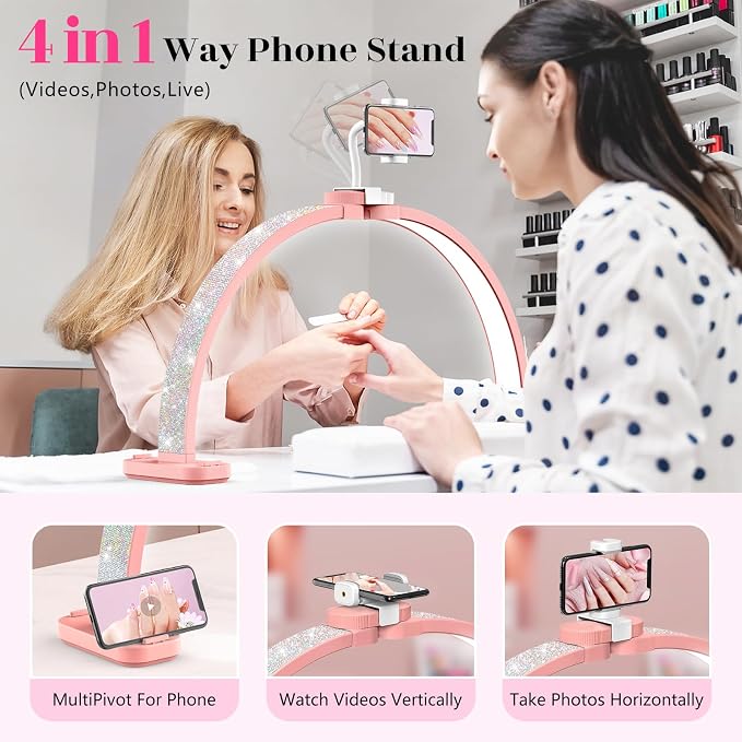 LIONVISON Half Moon Light for Nail Tech: 31 inch Lash LED Lamp - 48W Foldable