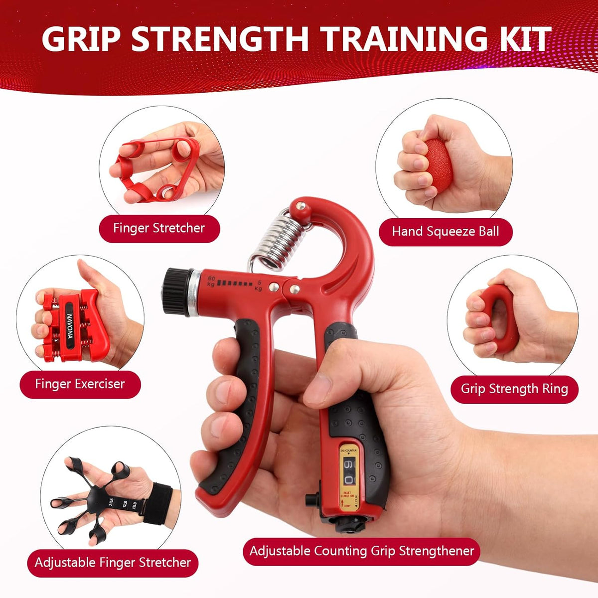 Skiennix 13 PCS Grip Strength Trainer Kit - Hand Gripper & Forearm Strengthener for Muscle Building & Recovery