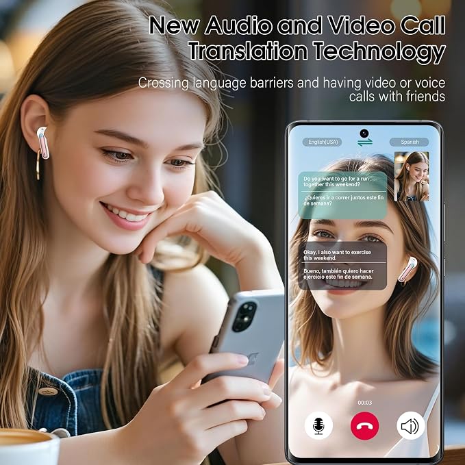 Csasan Ai Translation Earbuds Real Time, 3-in-1 Buletooth 5.3 Translator Earbuds
