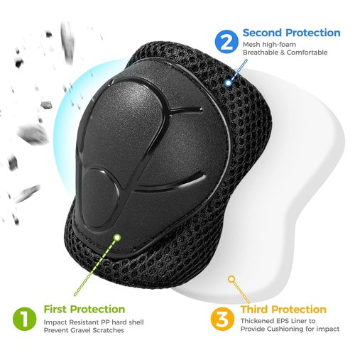 BOSONER Kids Protective Gear Set - Knee Pads, Elbow Pads & Wrist Guards for Ages 3-15 | Ideal for Skating, Cycling & BMX