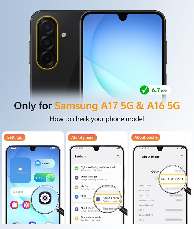 FNTCASE for Galaxy A17/A16 5G Phone Case: for Samsung A17 Cases Matte
