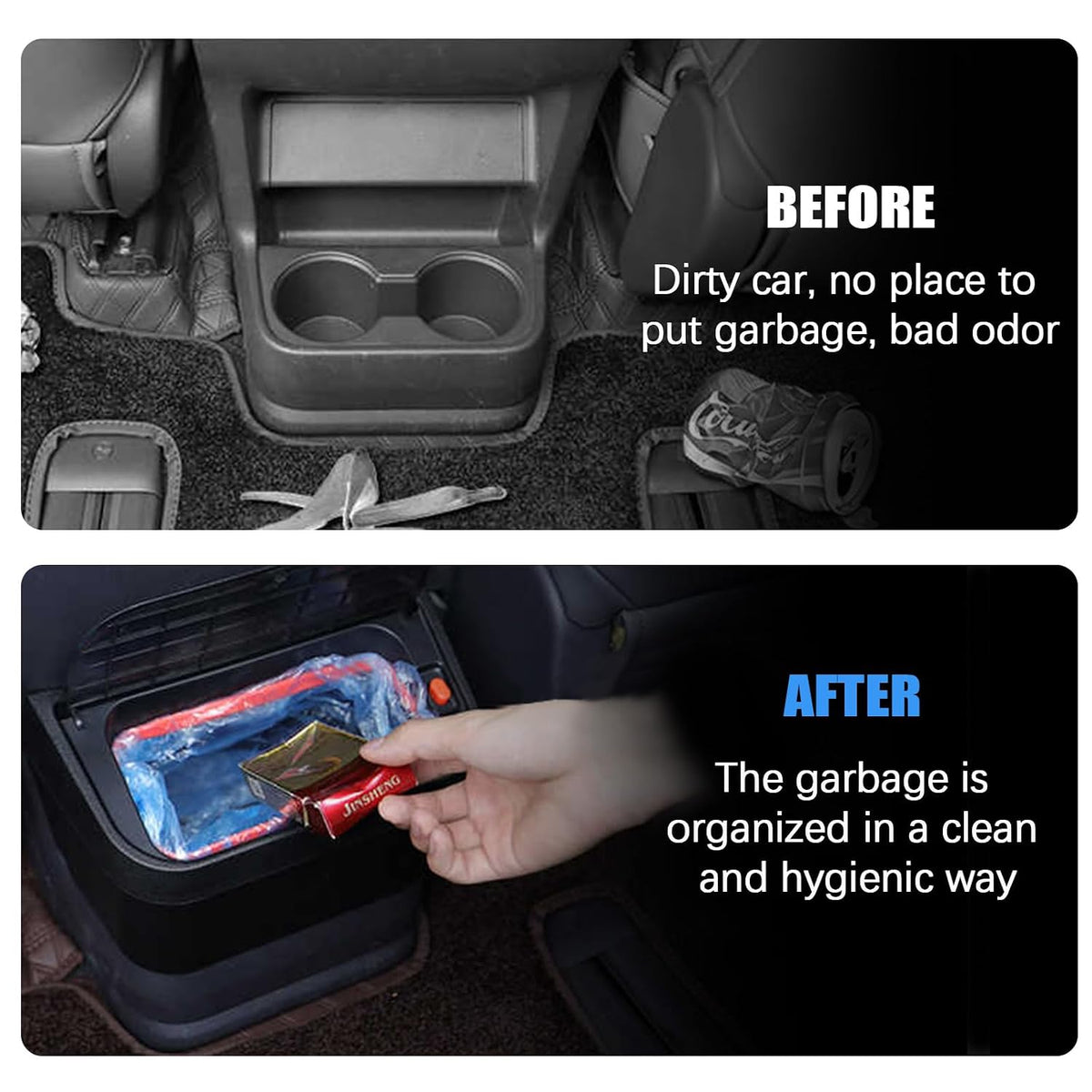 PACEWALKER Car Trash Can for Toyota Sienna 2024 2023 2022 2021 Modification Waterproof in- Trash can for Toyota Sienna 2021-2024 Accessories Black