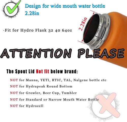 Hydro Flask Spout Lid - Replacement Chug Lid for Wide Mouth Water Bottles | Fits 18, 20, 32, 40, 64 oz (Black)