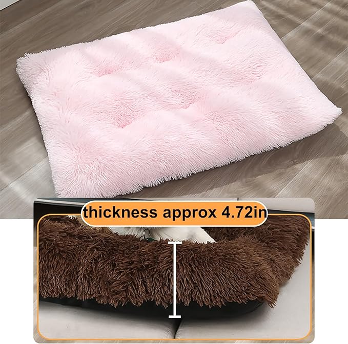 Dog Crate Mat, Dog Bed for Large Dogs, Comfy Fluffy Kennel Pad Anti-Slip for Dog beds & Furniture, Quilted Dog Bed for Pets for Medium/Small Dogs Cats (Color : Pink, Size : 36x25)