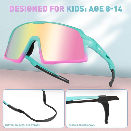 KAPVOE Kids Polarized Sunglasses Youth Baseball Sunglasses for Boys Girls UV400 Sports Softball Running Cycling Glasses K251