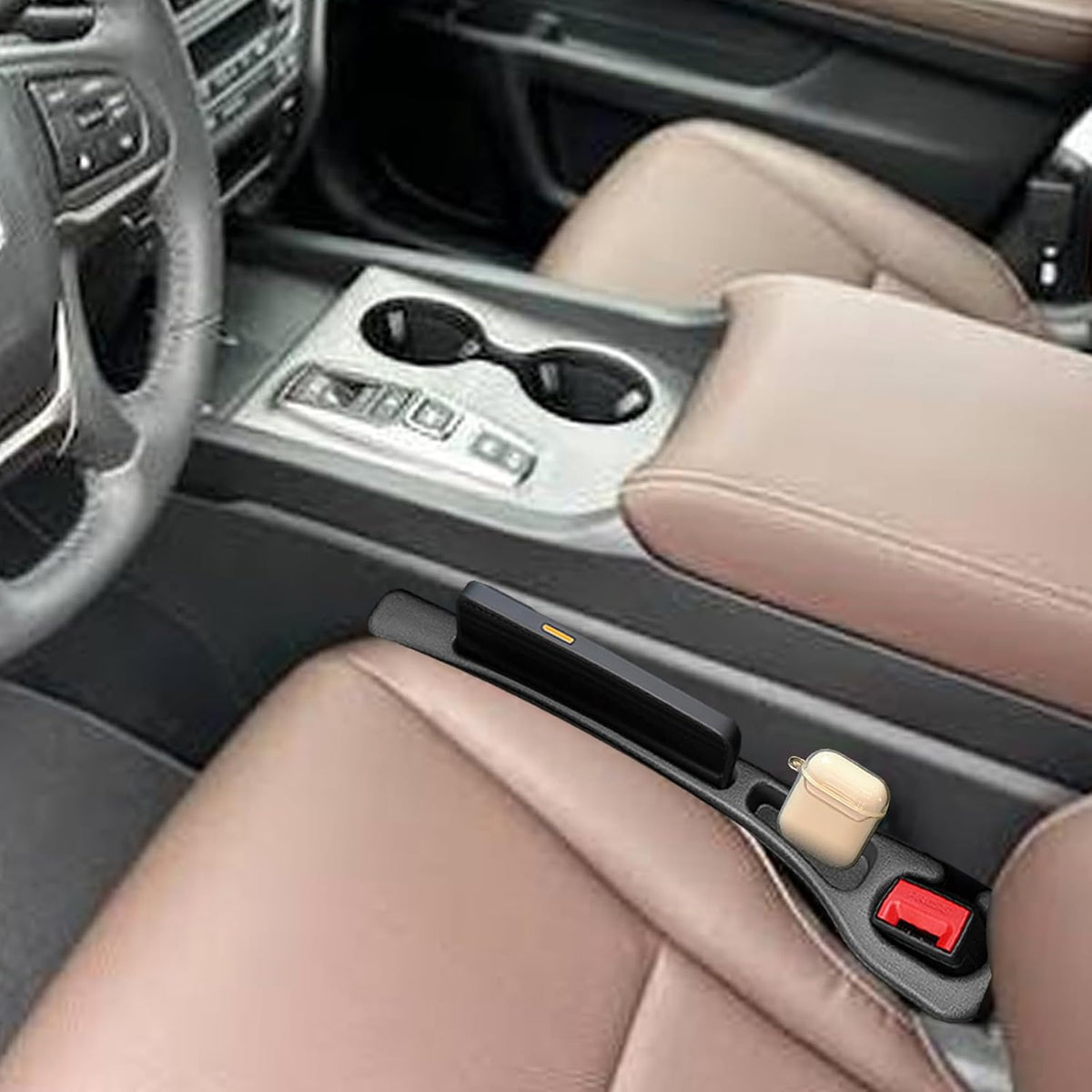 Car Seat Gap Filler Organizer Compatible with Honda Ridgeline Accessories Seat Gap Plug Blocker with Storage Slot Non-Slip Car Cup Holder Coaster Black 2 Pack