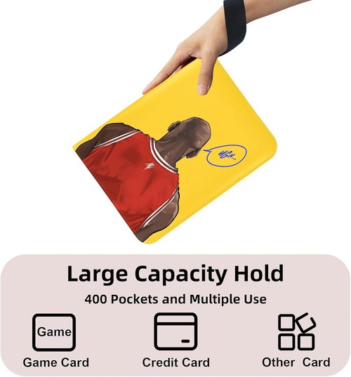 Basketball Sports Card Binder - Portable 4-Pocket Zipper Holder | Waterproof Album for 400 Cards with 50 Removable Sleeves