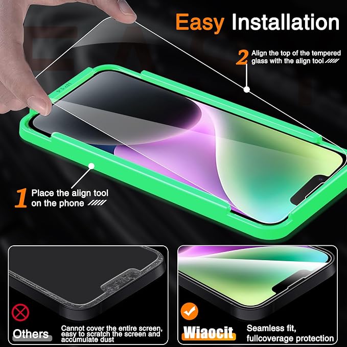 Wiaocit 3 Pack Tempered Glass Screen Protector