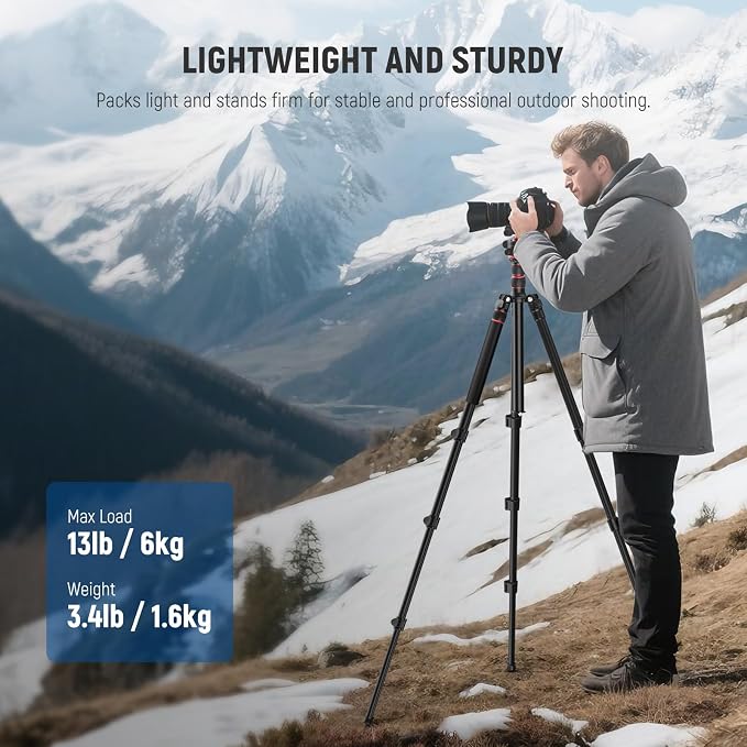 NEEWER Basics Camera Tripod Monopod, 360° Ball Head, Arca Type QR Plate