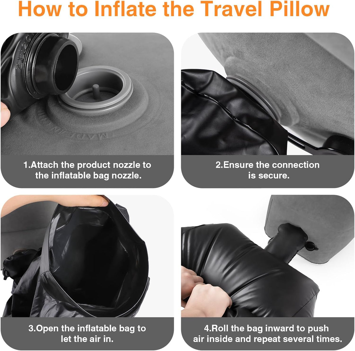 Maliton Inflatable Foot Rest Pillow for Travel,Kids Airplane Bed,Adjustable 3 Layers Height Leg Pillow of Air Travel Essentials,Car, Office, Home - Fast Inflation (Dark Grey)