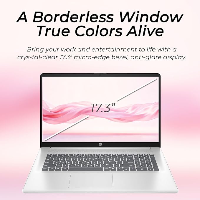 HP 17 inch Business Laptop • 2026 Edition • Latest AMD Ryzen 5 CPU • 16GB RAM - 512GB SSD - 17.3" FHD Display • Copilot + • Long Battery Life • Windows 11 with Office 365 for The Web