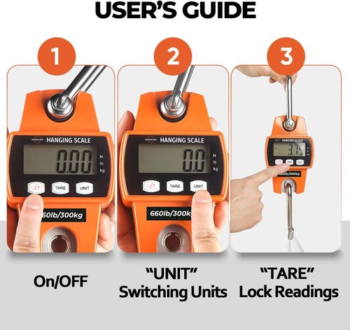 Digital Hanging Scale 660 LB | Professional Waterproof Fish Scale - Portable Heavy-Duty Crane Scale for Luggage & Hunting
