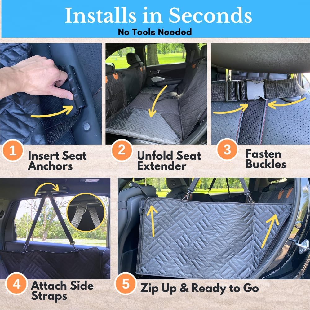 Hard Bottom Dog Car Seat Cover, Waterproof Dog Hammock