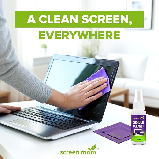 Screen Cleaner Spray and 2 Microfiber Cloths - 2oz Bottle by Screen Mom-Screen