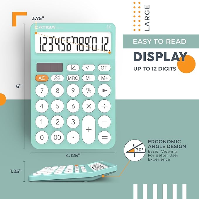 CATIGA 12 Digit Desktop Calculator Basic Desk Calculator