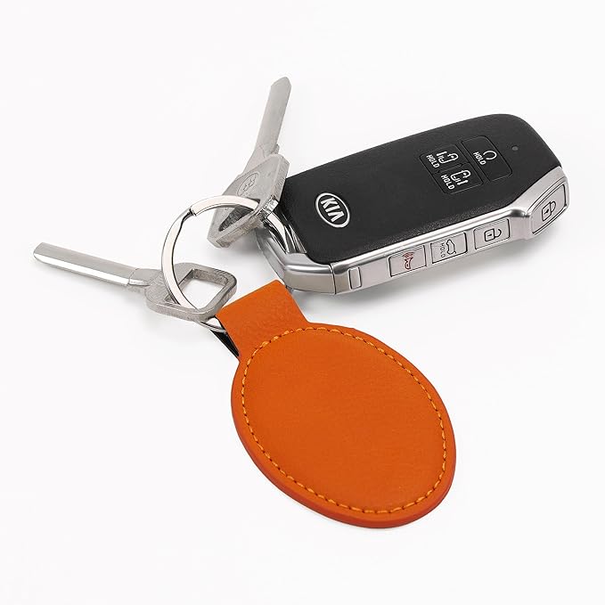 LaserGram Oval Keychain, Off Road Racer, Personalized Engraving Included (Orange)