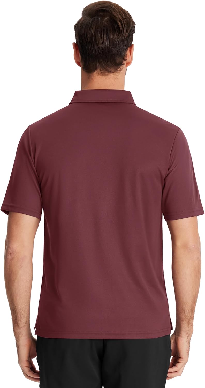 TACVASEN Men's Polo Shirt - Performance Dry Fit Golf Polo with Pocket | Casual Short Sleeve