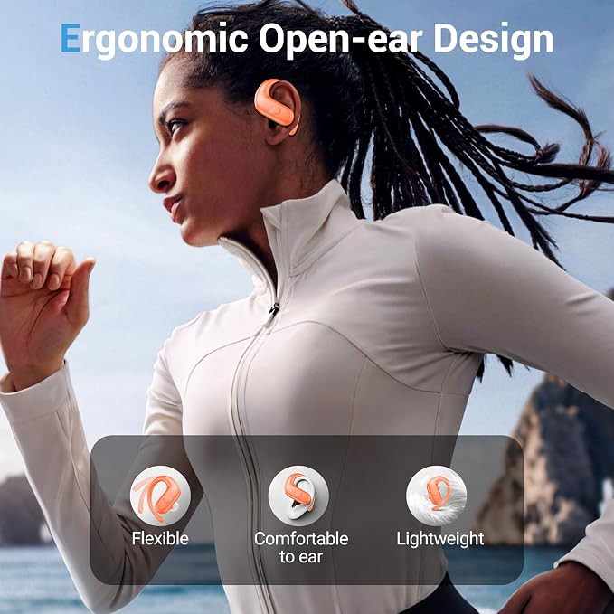 Sport Wireless Earbuds,60Hrs BT5.4 ENC IPX7 Waterproof Earhooks Deep Bass | 14.2mm drivers deliver rich stereo sound. Soft silicone ensures a secure, painless fit for long workouts.