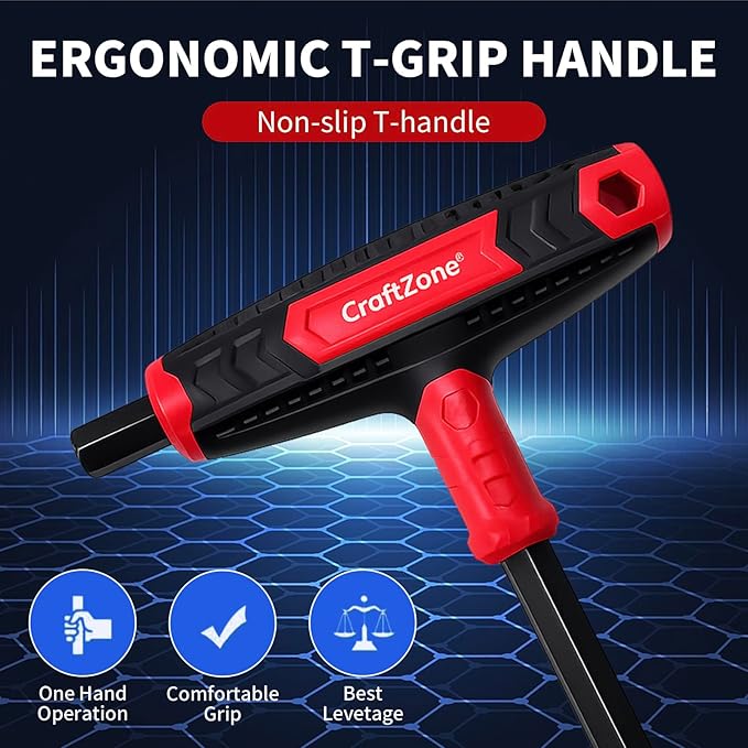 T Handle Allen Wrench Set Metric & SAE T-Handle Hex Key Set T Handle with Storage Box for Basic Home Repair and Mechanical Maintenance