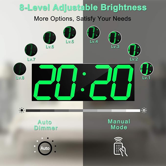 CHKOSDA LED Large Digital Wall Clock, Oversize Wall Clock