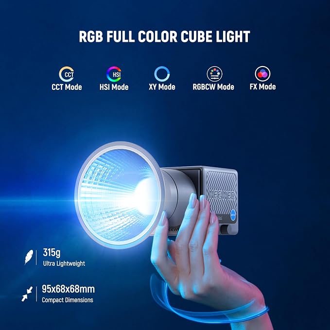 NEEWER 60W Portable RGB LED Video Light Handheld Fill Light, APP/2.4G/Panel