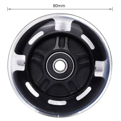 Gladeer 2-Pack 80mm 3-Wheeled Scooter Rear Wheels Light Up Inline Skate Replacement Wheels w/Bearings (Black)