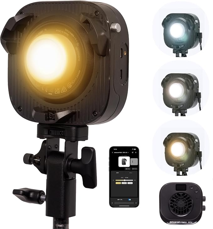 Amaran Halo 60X COB Led Video Light 63W Bi-Color 2700k-6500k, 270 lux@ 1m