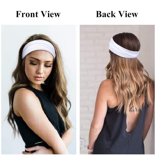 Huachi Women's Non-Slip Headbands - Stretchy Yoga & Workout Hair Accessories | Wide Fit
