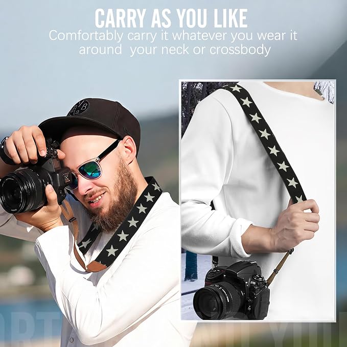 MoKo Camera Strap, Cotton Vintage Embroidered Camera Strap, Adjustable Neck &