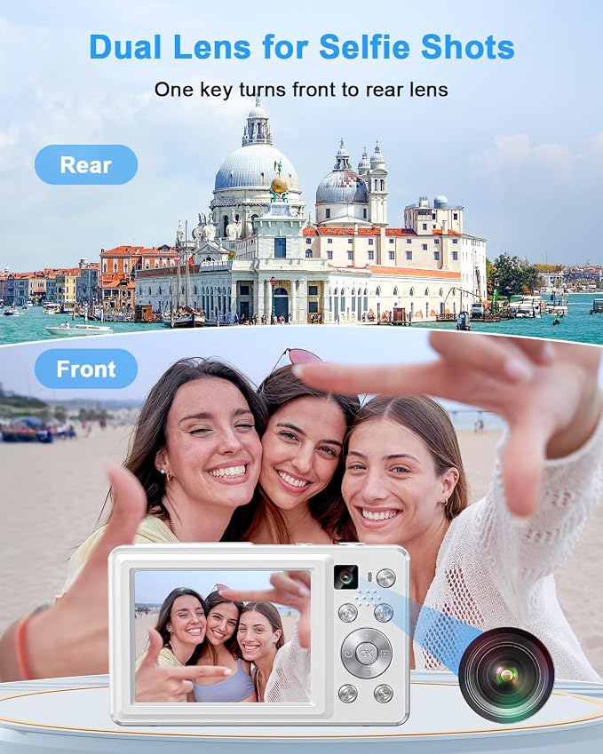 4K Digital Camera, 64MP Autofocus Point and Shoot Camera