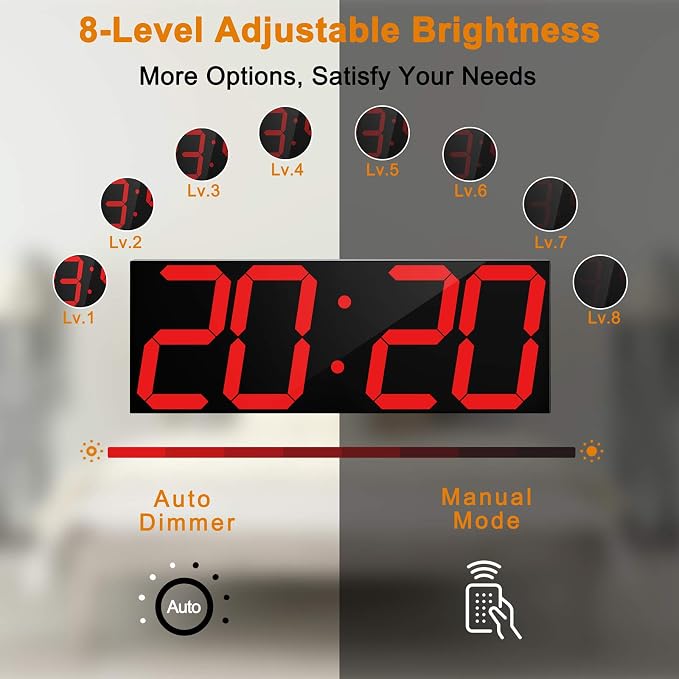CHKOSDA LED Large Digital Wall Clock, Oversize Wall Clock