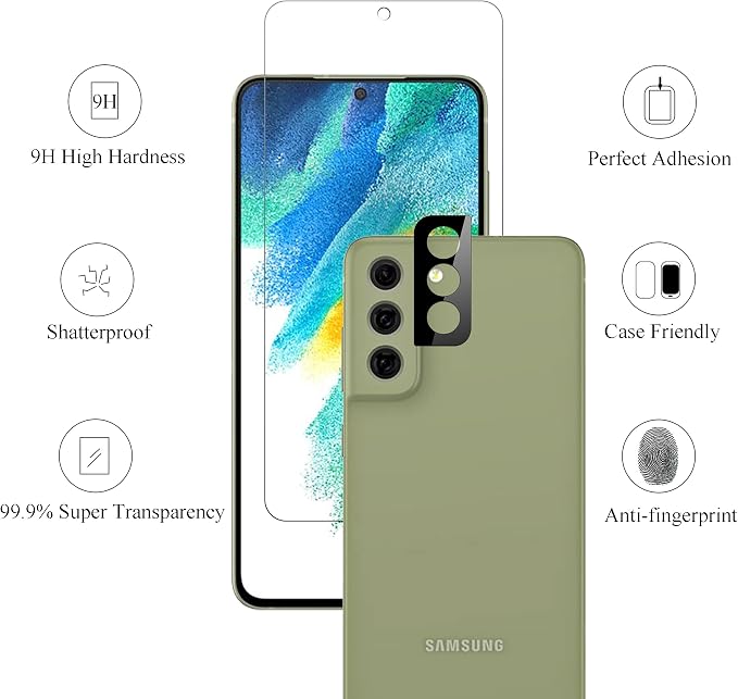 Ailun Glass Screen Protector for Galaxy S21fe 3Pack + 2Pack Camera Lens