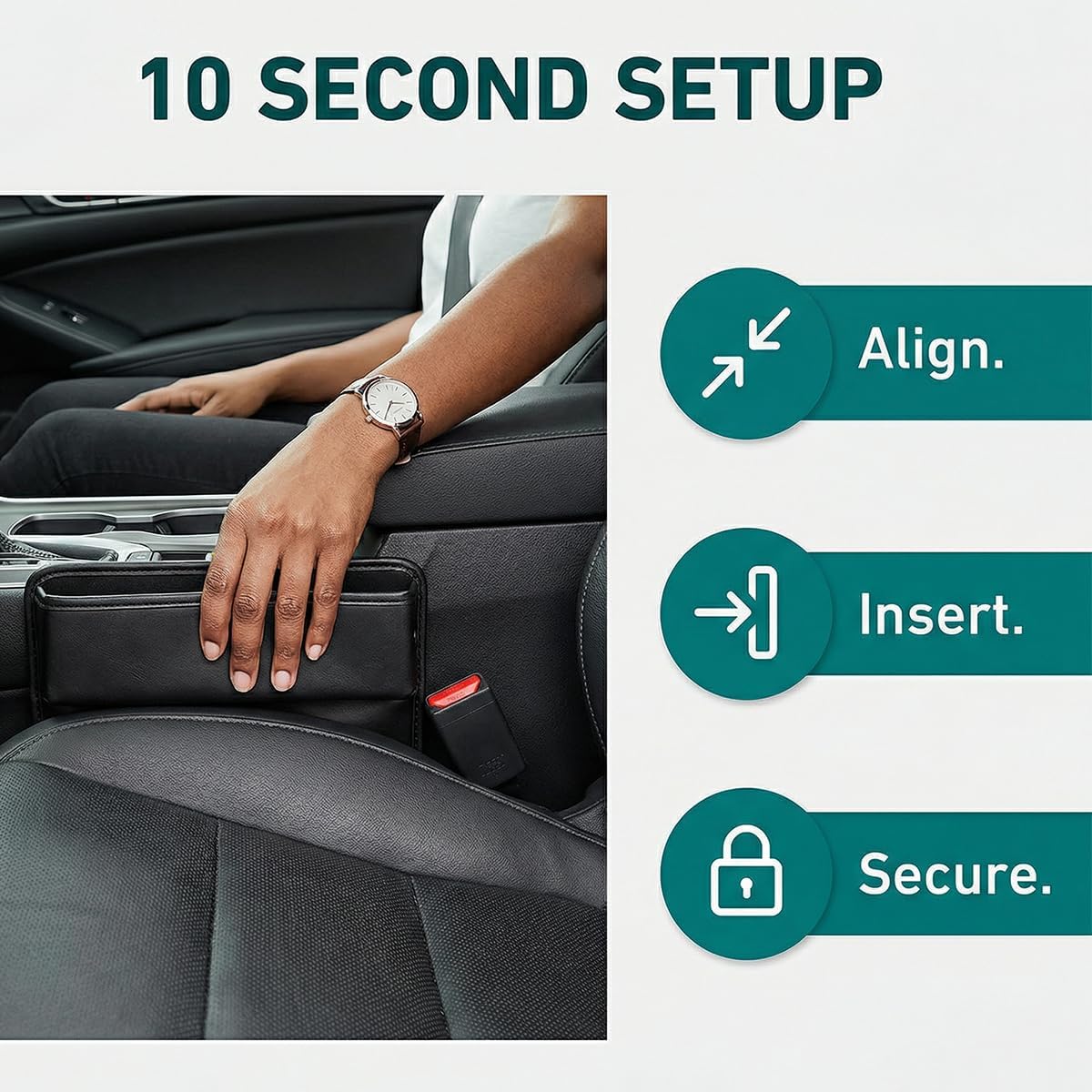 Car Seat Gap Filler Organizer, Leather Auto Center Console Storage Box, Universal Vehicle Interior Front Seat Side Gap Filler Organizer Essential Accessories for Phone Key Wallet(2PCS)
