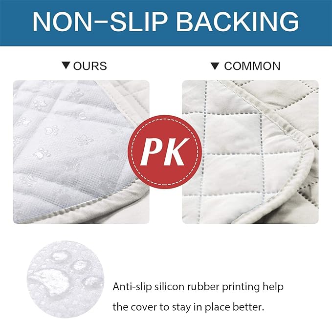 Dog Bed Cover Waterproof Microfiber Quilted Mattress Cover Pet Mat Silicon Non Slip 9 Size Furniture Protectors for Bed Sofa Couch (76 x 178 cm/30 x 70 in,Ivory)