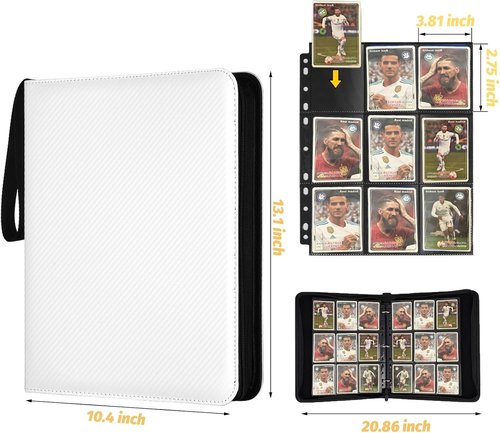 GERMUN 9 Pocket Card Binder - Premium Zip Trading Card Album for MTG, TCG & Sports Cards | 720 Double-Sided Pockets in White