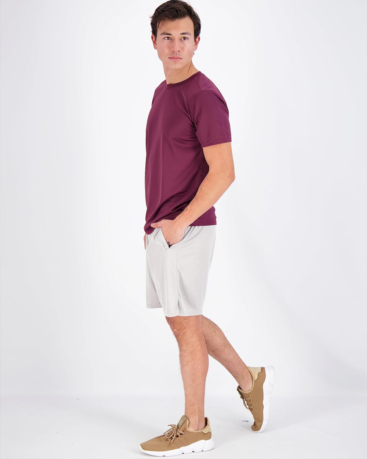 Real Essentials Men’s Mesh Short Sleeve Crew Neck T-Shirt - 5 Pack Workout Athletic Tee (Big & Tall)