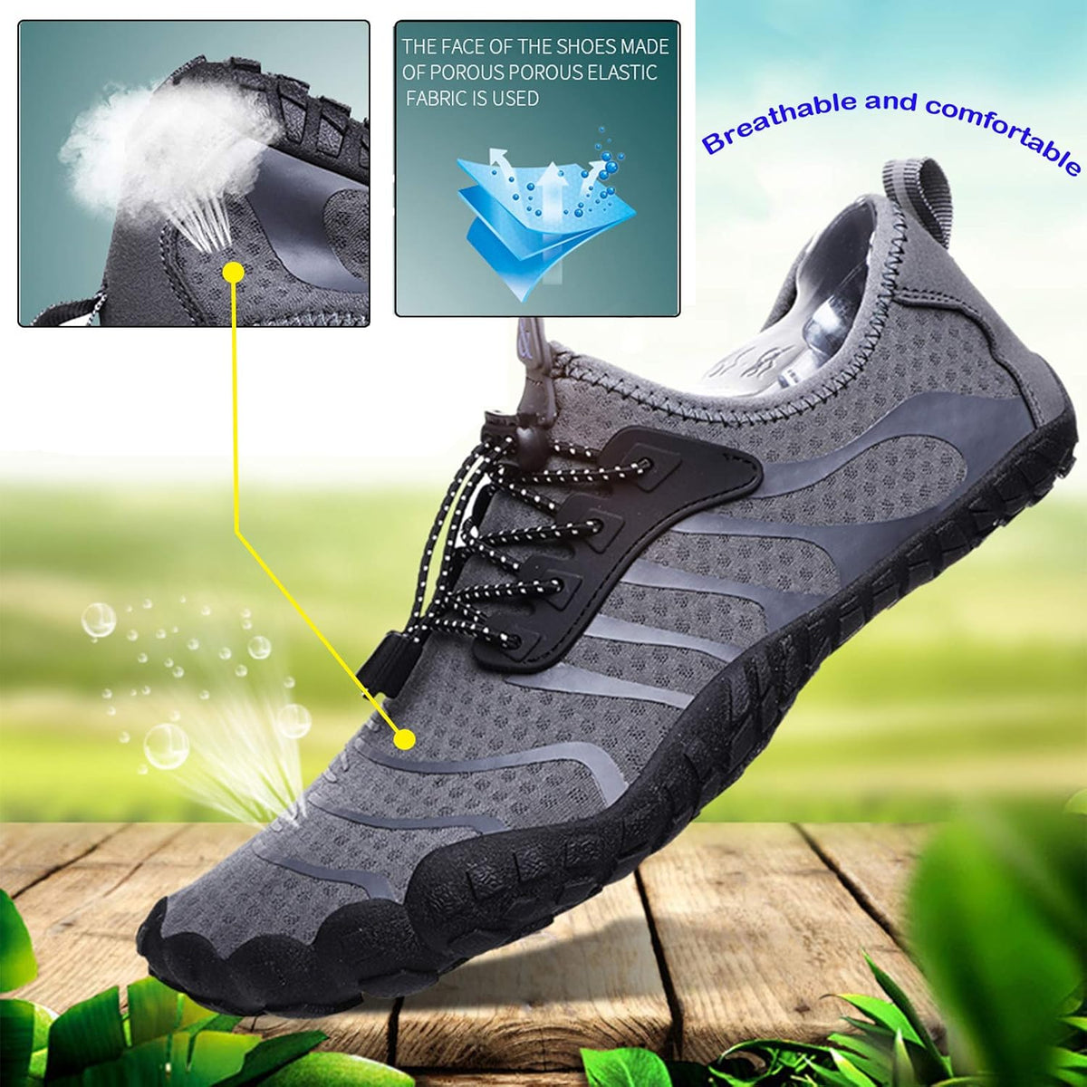Skiennix Water Shoes - Quick-Dry Barefoot Aqua Shoes for Men & Women | Ideal for Beach, Pool, Hiking & Water Sports