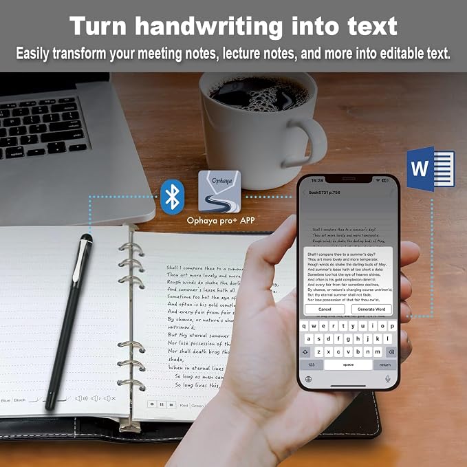 Smart Pen for Note Taking Set Real-Time Paper-to-Digital, Smart Digital Notebook