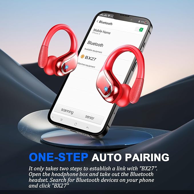 Wireless Earbuds, Sports Bluetooth 5.4 Headphones IPX8 Waterproof, 70H Over Ear Buds with Deep Bass Sound,4 ENC Noise Cancelling Mics, USB-C Fast Charging Earphones with Earhooks for Workout/Running | Bluetooth 5.4, 4 ENC Microphones, Deep Bass Sound, ...