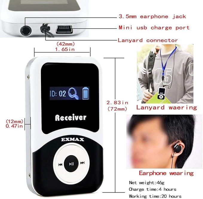 EXMAX® ATG-100T 195MHz Wireless Tour Guide System Simultaneous Translation