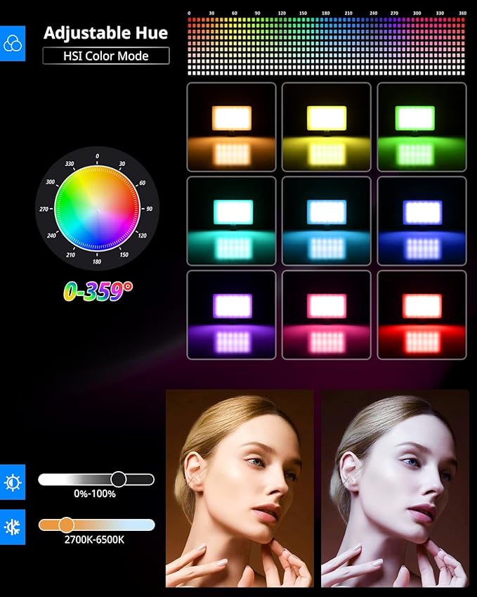UBeesize 2-Pack RGB Photography Lighting, Studio Lights