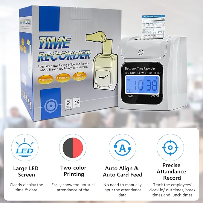 TooCust Time Clock Bundle with 400 Time Cards, 4 Ink Ribbons, 2 Ten-Slot Time