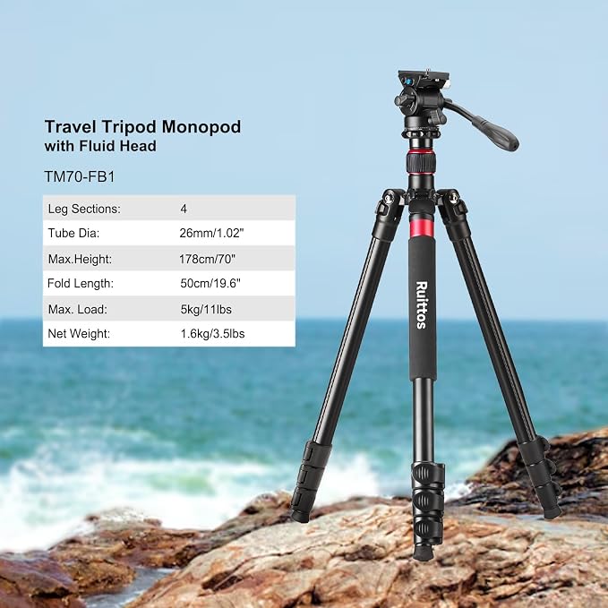 Camera Tripod, Aluminum Heavy Duty Tripod