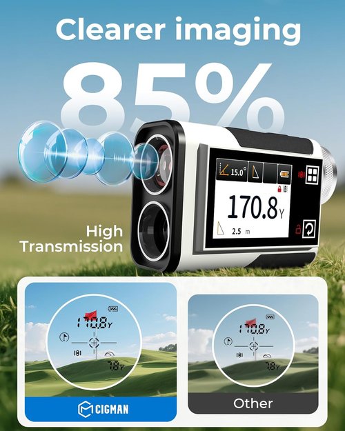CIGMAN Golf Rangefinder - 1312 Yards with Slope, 2.4-Inch Color Touchscreen & Flag Lock Vibration
