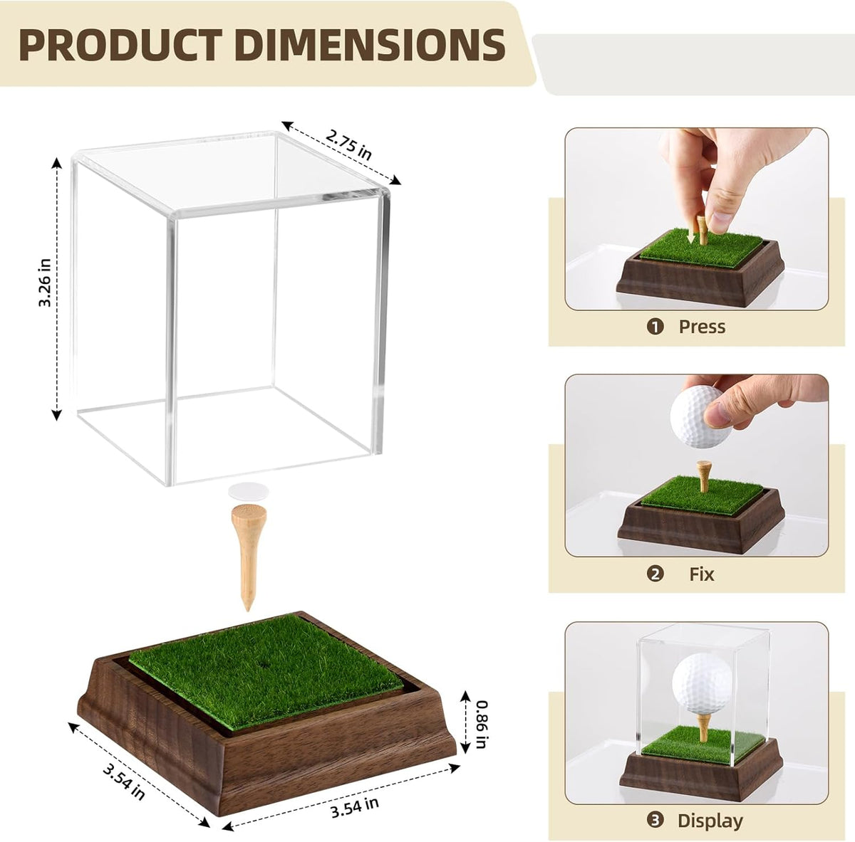 Wanult Golf Ball Display Case - Premium Acrylic Holder with Wood Base & Lifelike Turf | Perfect for Memorabilia