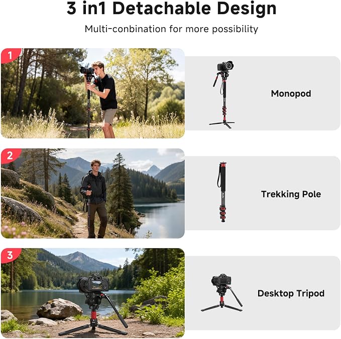 Avella C324D Carbon Fiber 67 Inch Camera Monopod Professional Telescopic Video