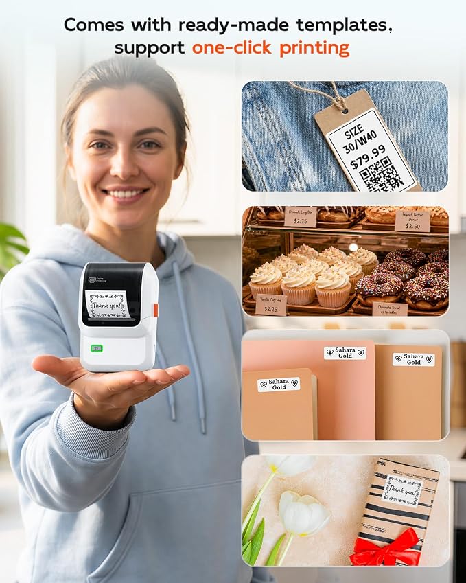 Ponek Label Maker Machine with 3 Tapes, M100 Bluetooth Label Printer, Versatile