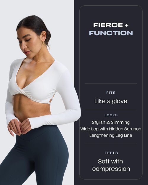 Aoxjox Flare Leggings for Women - Mid-Rise Hidden Scrunch Butt Lifting | Available in 30", 32", 34" Sizes