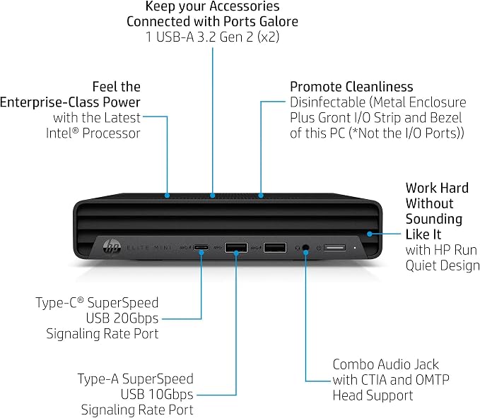 HP Elite Mini 800 G9 Elite Desk Business Desktop Computer, 14th Gen Intel 24-Core i9-14900T up to 5.5GHz, 16GB DDR5 RAM, 1TB SSD, WiFi 6, Bluetooth, Keyboard Included, no Mouse, Windows 11 Pro