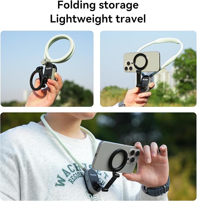 TELESIN Magnetic Neck Mount for Phones, Cell Phone Holder Stand Hanging on Neck
